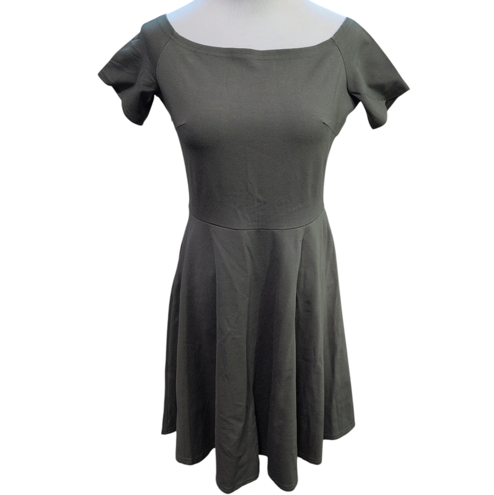 Sarin Mathews Dress, Off-the-shoulder High Low, NWT, Army Green, Sz Med
